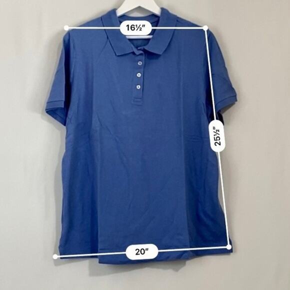 Lands’ End Outfitters Women’s Plus Size Collared Button Polo True Blue NWOT - Picture 6 of 8